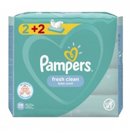Pampers Fresh Clean Μωρομάντηλα χωρίς Οινόπνευμα 4x52τμχ