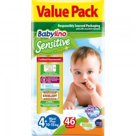 Βρεφική πάνα Babylino Sensitive Value Pack No4+ 10-15 Kg 46τμχ