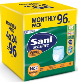 Sani Pants Sensitive Ελαστικό Εσώρουχο Ακράτειας Νο2 Medium 96τμχ (4x24τμχ) Monthly Pack