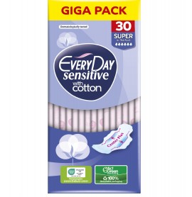 EveryDay Σερβιέτες Sensitive with Cotton SUPER Ultra Plus GIGA PACK 30τμχ