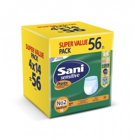 Sani Ελαστικό εσώρουχο ακράτειας Sani Sensitive Pants Medium No2 14τμχ x 4, Value Pack (56τμχ)