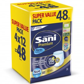 Sani Sensitive Premium Πάνες Βρακάκι Ακράτειας XLarge 4x12τμχ