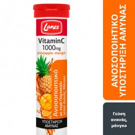 Lanes Vitamin C 1000mg Βιταμίνη C & Χυμός Πορτοκάλι με γεύση Ανανά - Μάνγκο 20 αναβράζουσες ταμπλέτες
