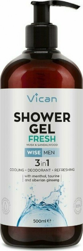 Vican Wise Men Shower Gel Fresh Ανδρικό Αφρόλουτρο Με Αίσθηση Φρεσκάδας - Απαλό Άρωμα Σανταλόξυλου & Musk 500ml