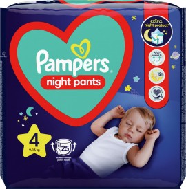 Pampers Night Pants, Βρεφικές Πάνες Νυκτός Βρακάκι, Νo 4, 9-15kg, 25 Πάνες