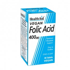 Health Aid Folic Acid 400mcg Φολικό Οξύ Ιδανικό για την Περίοδο της Εγκυμοσύνης 90 Ταμπλέτες