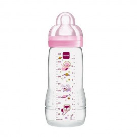 Mam Baby Bottle Πλαστικό Μπιμπερό, Θηλή Σιλικόνης Ροζ 4m+ μεγάλη ροή 330ml