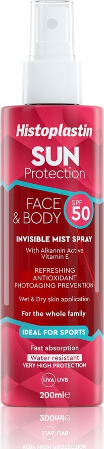 Histoplastin Sun Face & Body Invisible Mist Spray SPF50 Αντηλιακό Προσώπου & Σώματος 200ml
