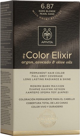 Apivita My Color Elixir No6.87 Ξανθό Σκούρο Περλέ Μπέζ Κρέμα Βαφή Σε Σωληνάριο 50ml & Ενεργοποιητής Χρώματος 75ml
