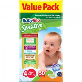 Βρεφική πάνα Babylino Sensitive Value Pack No4 8-13 Kg 50τμχ