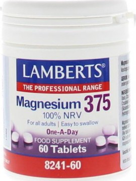 Lamberts Magnesium 375 100% NVR - Συμπλήρωμα Διατροφής Μαγνήσιο, 60 tabs