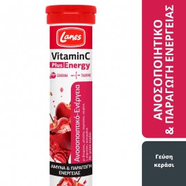 Lanes Vitamin C Plus Energy  Βιταμίνη C Διπλής Δράσης με γεύση Κεράσι 20 αναβράζουσες ταμπλέτες
