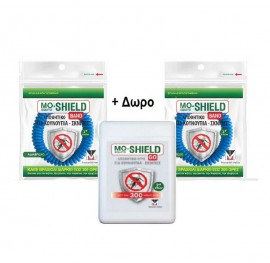 Mo-Shield Εντομοαπωθητικά Βραχιόλια για Παιδιά Γαλάζιο 2τμχ & Απωθητικό Υγρό για Κουνούπια & Σκνίπες 17ml