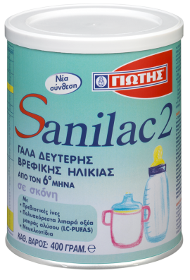 Γιώτης SANILAC 2 Γάλα σε σκόνη για βρέφη από τον 6ο μήνα, 400gr