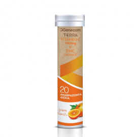 Genecom Terra Vitamin C 1000mg & Zinc με γεύση Πορτοκάλι 20 αναβράζοντα δισκία