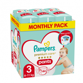 Pampers Βρεφικές Πάνες Monthly Premium Care Pants Πάνες - Βρακάκι Μεγ 3 x144τμχ (6-11kg)
