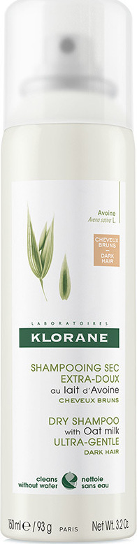 Klorane Dry Shampoo Σαμπουάν Dry Shampoo με Βρώμη Χωρίς Νερό για Καστανά/Μαύρα Μαλλιά 150ml 