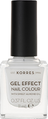 Korres Gel Effect Nail Colour 1 Blanc White Βερνίκι Νυχιών Απόλυτης Λάμψης & Διάρκειας Με Αμυγδαλέλαιο 11ml