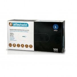 Alfashield Alfa Gloves Γάντια Νιτριλίου Χωρίς Πούδρα σε Μαύρο Χρώμα Small 100τμχ