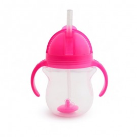 Munchkin Tip & Sip Straw Cup Ποτήρι με Καλαμάκι 6m+, Χρώμα Ροζ, 207ml