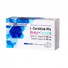 Viogenesis L-Carnitine Συνδυασμός ακέτυλο-L-καρνιτίνης και τρυγικής L-καρνιτίνης (Acetyl 350 mg + Tartrate 350 mg) 60 caps