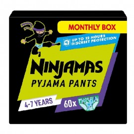 Pampers Πάνες Ninjamas Night Pants Monthly Pack 60 τεμ. για Αγόρια 4-7 ετών (17-30kg)