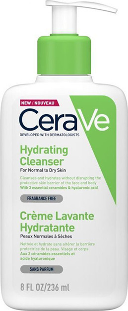 CeraVe Hydrating Cleanser Κρέμα Καθαρισμού Για Κανονικό Έως Ξηρό Δέρμα 236ml