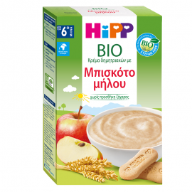 Hipp Bio Βιολογική Κρέμα Δημητριακών με Μπισκότο Μήλου χωρίς Προσθήκη Ζάχαρης από τον 6ο μήνα, 250gr