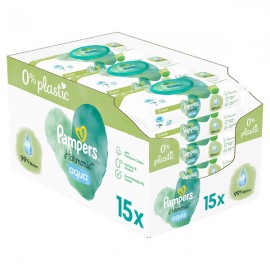 Pampers Οικολογικά Μωρομάντηλα Harmonie Aqua χωρίς Άρωμα, με 99% Νερό 15x48τμχ  E-BOX