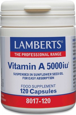 Lamberts Vitamin A 5000 IU Βιταμίνη Α για την Υγεία των Ματιών & του Δέρματος 120 κάψουλες