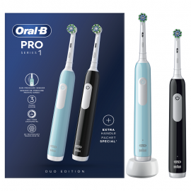 Oral-B Pro Series 1 Duo Ηλεκτρικές Οδοντόβουρτσες, Μπλε & Μαύρη 2 τεμ