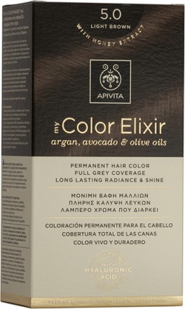 Apivita My Color Elixir No5.0 Καστανό Ανοιχτό Κρέμα Βαφή Σε Σωληνάριο 50ml & Ενεργοποιητής Χρώματος 75ml
