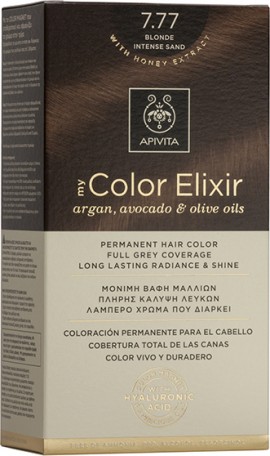 Apivita My Color Elixir No7.77 Ξανθό Έντονο Μπέζ Κρέμα Βαφή Σε Σωληνάριο 50ml & Ενεργοποιητής Χρώματος 75ml
