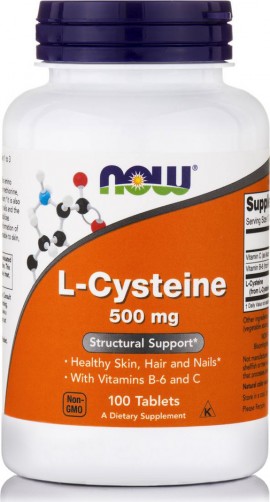 Now L Cysteine 500 mg, w/ Vitamin B-6 & C 100 tabs
