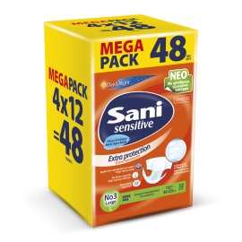 Sani Ανοιχτή πάνα ακράτειας Sani Sensitive Large No3 Mega Pack 48τεμ Value Pack (4x12τμχ)