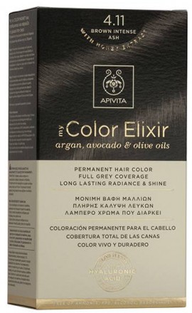 Apivita My Color Elixir No4.11 Καστανό Έντονο Σαντρέ Κρέμα Βαφή Σε Σωληνάριο 50ml & Ενεργοποιητής Χρώματος 75ml