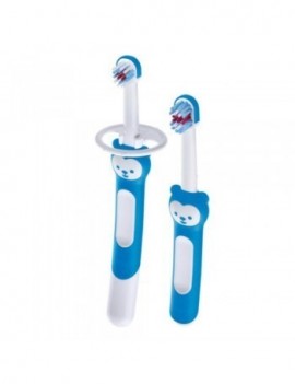 Mam Learn To Brush Σετ με εκπαιδευτική & βρεφική οδοντόβουρτσα Μπλε 5m+ (608) 2τμχ