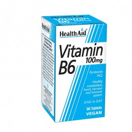 Health Aid Vitamin B6 100mg Συμπλήρωμα με Βιταμίνη Β6 για Μεταβολισμό Υδατανθράκων & Λιπών 90 ταμπλέτες