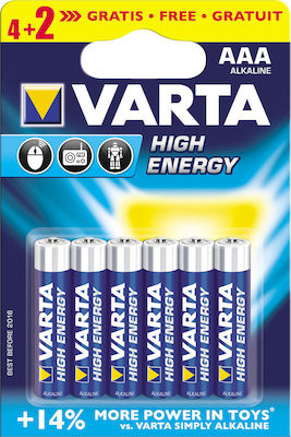 Varta Αλκαλικές Μπαταρίες AAA 1.5V High Energy 6 Τμχ