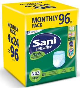 Sani Pants Sensitive Ελαστικό Εσώρουχο Ακράτειας Νο3 Large 96τμχ (4x24τμχ) Monthly Pack