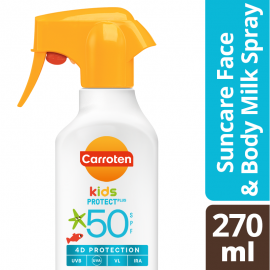 Carroten Kids Protect Plus Suncare Face & Body Milk Spray SPF50 Παιδικό Αντηλιακό Σπρέι Προσώπου & Σώματος 270ml