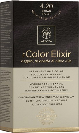 Apivita My Color Elixir No4.20 Καστανό Βιολετί Κρέμα Βαφή Σε Σωληνάριο 50ml & Ενεργοποιητής Χρώματος 75ml