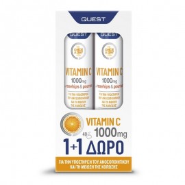 Quest vitamin C 1000mg, Rosehips & Ρουτίνη 20 αναβρ. 1+1 Δώρο