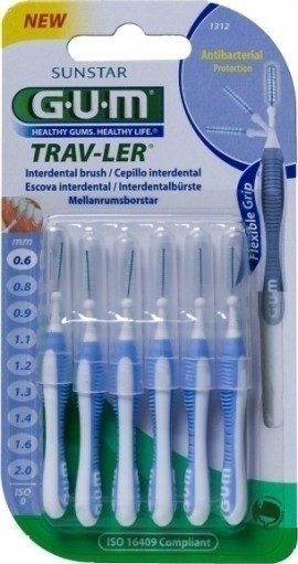 Gum Trav-ler Interdental Brush 1312 Μεσοδόντιο Βουρτσάκι 0,6mm Μωβ, 6 τμχ