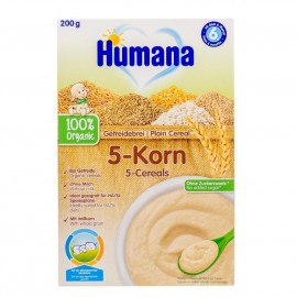 Humana Βρεφική Κρέμα 5 Δημητριακά Χωρίς Γάλα (από τον 6ο μήνα), 200gr