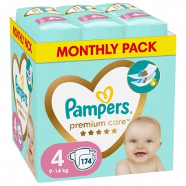 Pampers Βρεφικές Πάνες Monthly Pack Premium Care, Πάνες Μέγεθος 4 (9-14kg) 174τμχ