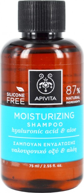 APIVITA Moisturizing Shampoo Σαμπουάν Ενυδάτωσης Υαλουρονικό Οξύ & Αλόη 75ml
