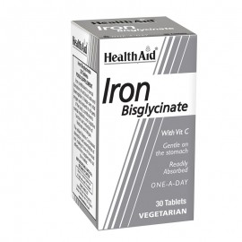 Health Aid Iron Bisglycinate 30mg with Vitamin C Συμπλήρωμα με Σίδηρο & Βιταμίνη C 30 ταμπλέτες