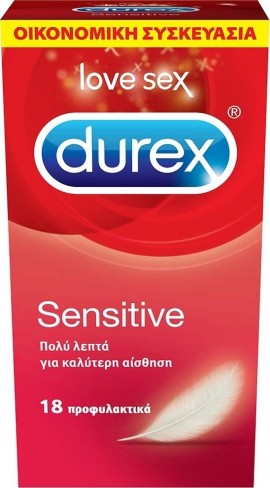 Durex Sensitive Προφυλακτικά Λεπτά Για Μεγαλύτερη Ευαισθησία 18τεμ