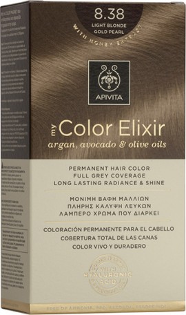 Apivita My Color Elixir N8,38 Ξανθό Ανοιχτό Μελί Περλέ Κρέμα Βαφή Σε Σωληνάριο 50ml & Ενεργοποιητής Χρώματος 75ml